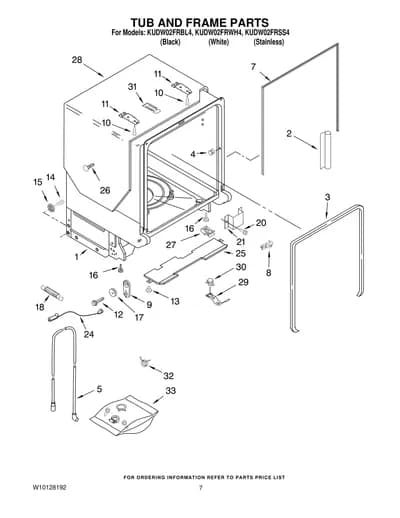TUB AND FRAME PARTS