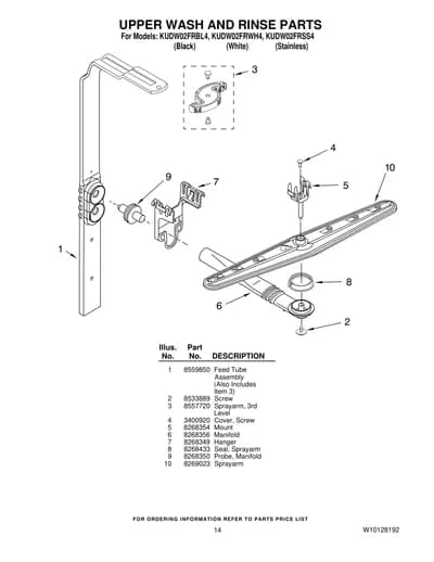 UPPER WASH AND RINSE PARTS