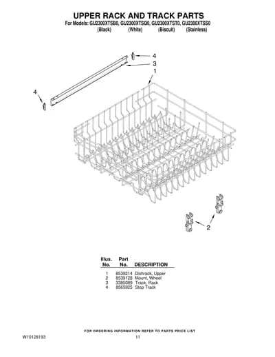 UPPER RACK AND TRACK PARTS