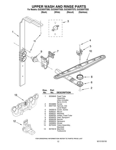 UPPER WASH AND RINSE PARTS