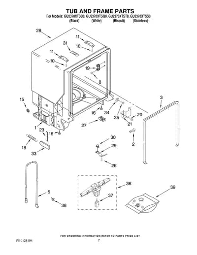 TUB AND FRAME PARTS