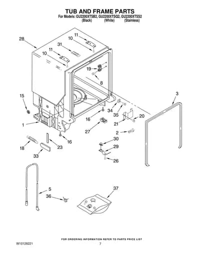 TUB AND FRAME PARTS