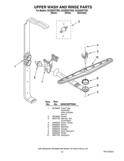 UPPER WASH AND RINSE PARTS
