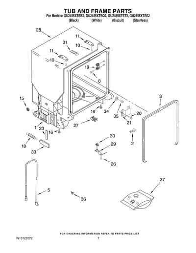 TUB AND FRAME PARTS