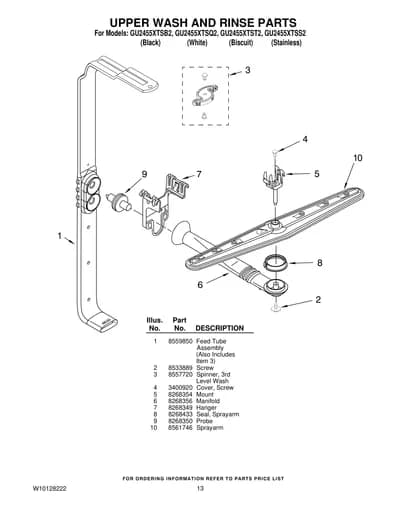 UPPER WASH AND RINSE PARTS