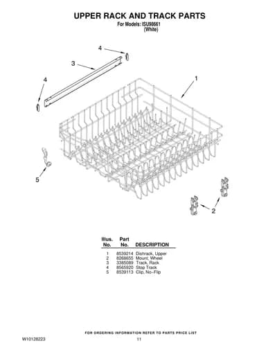 UPPER RACK AND TRACK PARTS