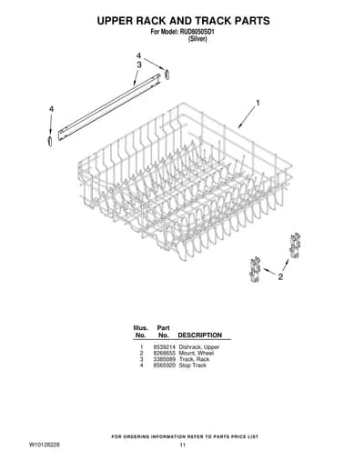 UPPER RACK AND TRACK PARTS