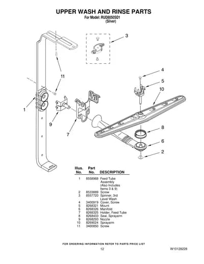 UPPER WASH AND RINSE PARTS