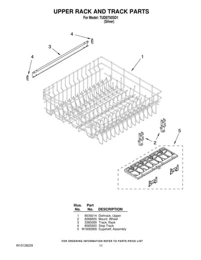 UPPER RACK AND TRACK PARTS