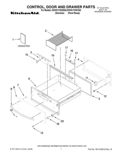 CONTROL, DOOR AND DRAWER PARTS