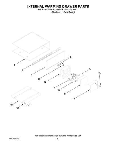 INTERNAL WARMING DRAWER PARTS