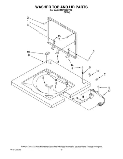 WASHER TOP AND LID PARTS