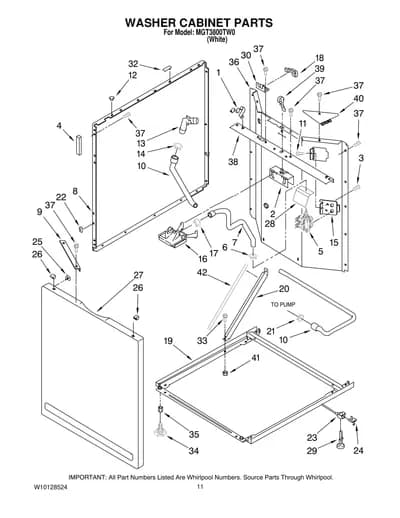 WASHER CABINET PARTS
