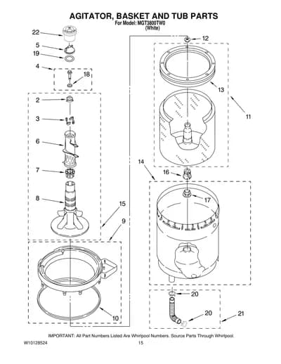 AGITATOR, BASKET AND TUB PARTS