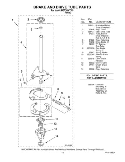 BRAKE AND DRIVE TUBE PARTS