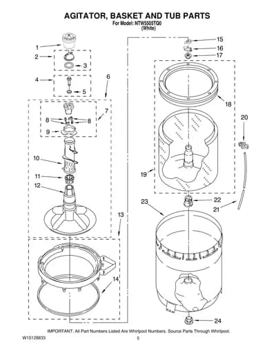 AGITATOR, BASKET AND TUB PARTS