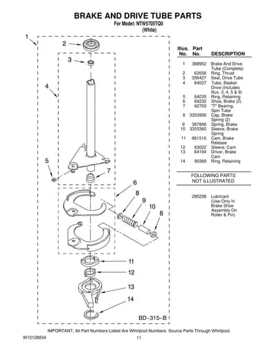 BRAKE AND DRIVE TUBE PARTS