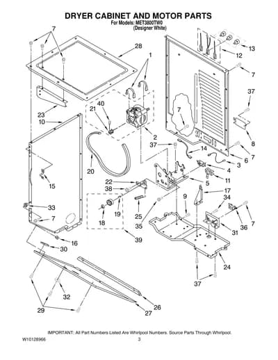 DRYER CABINET AND MOTOR PARTS