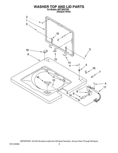 WASHER TOP AND LID PARTS