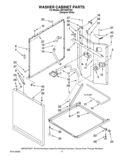 WASHER CABINET PARTS