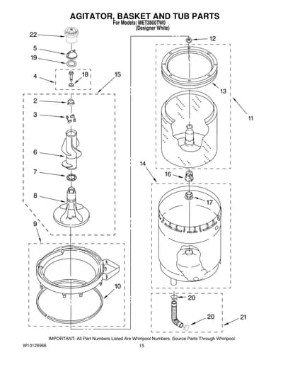 AGITATOR, BASKET AND TUB PARTS