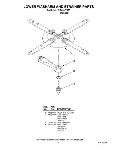 LOWER WASHARM AND STRAINER PARTS