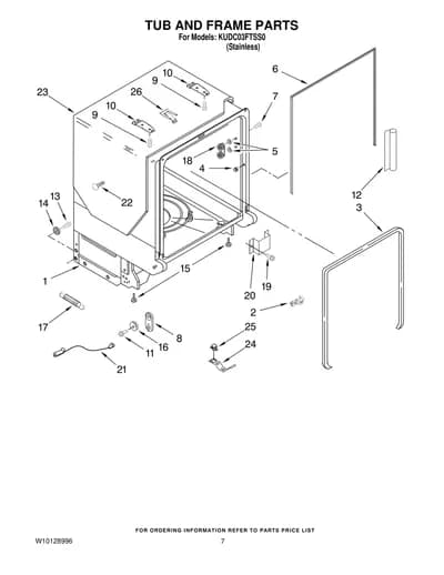 TUB AND FRAME PARTS