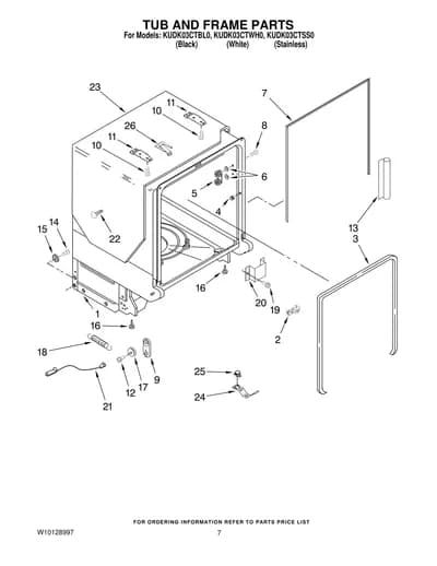 TUB AND FRAME PARTS