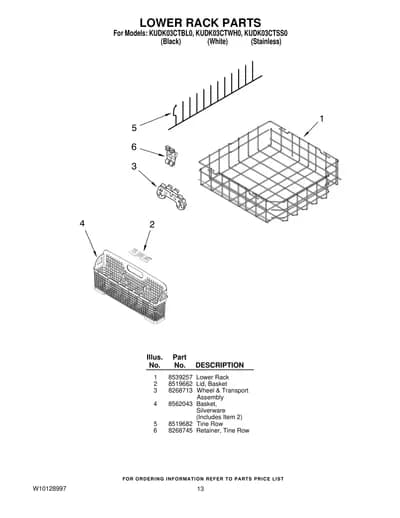 LOWER RACK PARTS