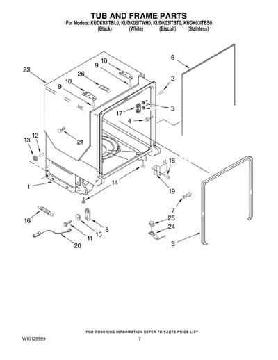 TUB AND FRAME PARTS
