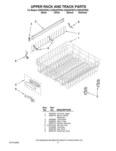 UPPER RACK AND TRACK PARTS