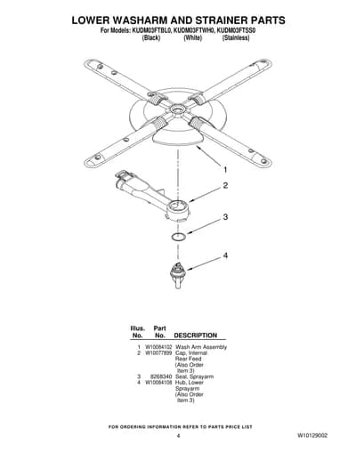 LOWER WASHARM AND STRAINER PARTS