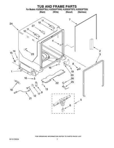 TUB AND FRAME PARTS