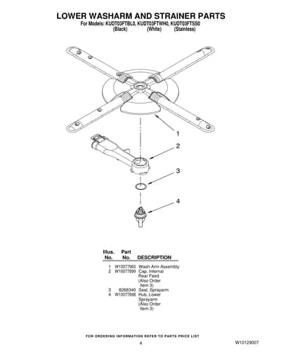 LOWER WASHARM AND STRAINER PARTS
