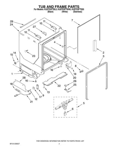 TUB AND FRAME PARTS