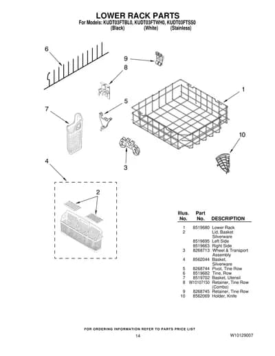 LOWER RACK PARTS