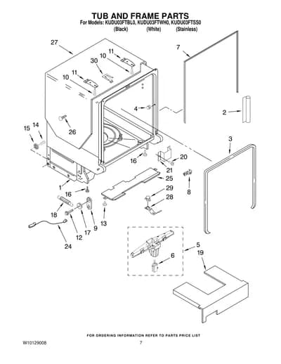TUB AND FRAME PARTS