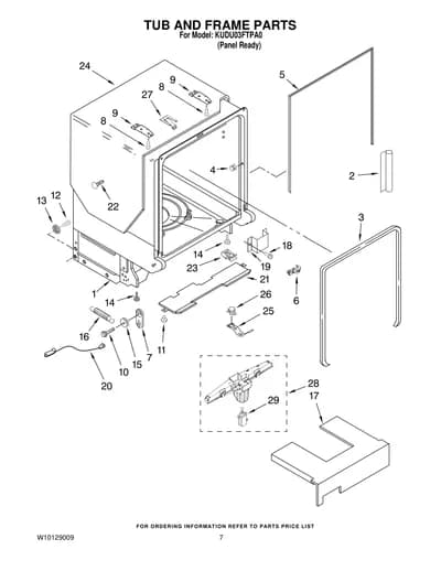 TUB AND FRAME PARTS