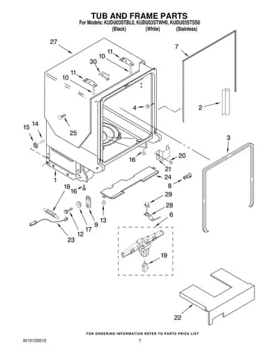 TUB AND FRAME PARTS