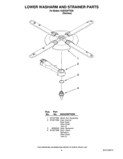 LOWER WASHARM AND STRAINER PARTS