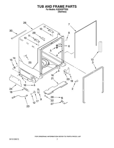 TUB AND FRAME PARTS