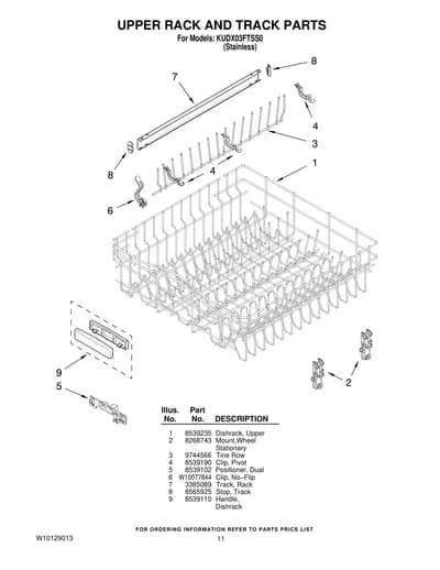 UPPER RACK AND TRACK PARTS