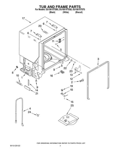 TUB AND FRAME PARTS