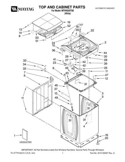 TOP AND CABINET PARTS
