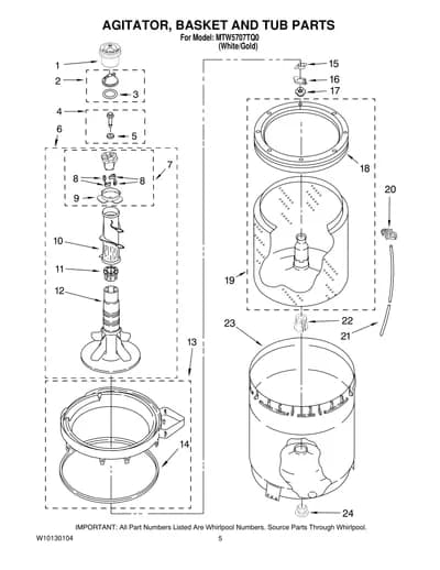 AGITATOR, BASKET AND TUB PARTS
