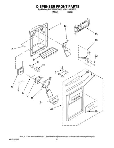 DISPENSER FRONT PARTS