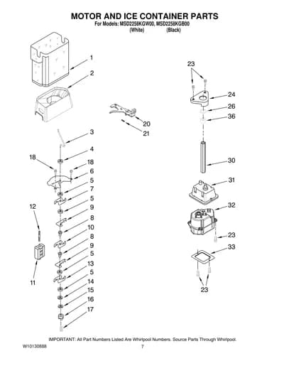 MOTOR AND ICE CONTAINER PARTS