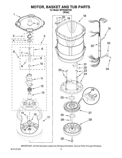 MOTOR, BASKET AND TUB PARTS