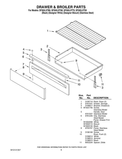 DRAWER & BROILER PARTS