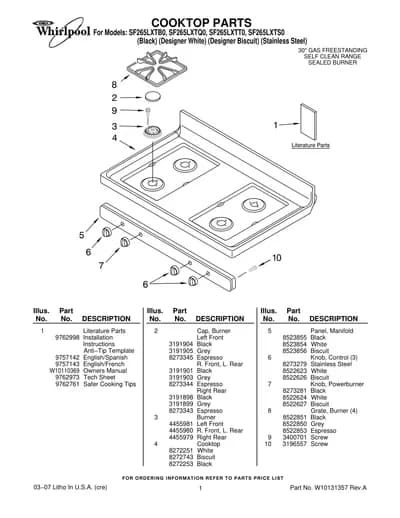 COOKTOP PARTS